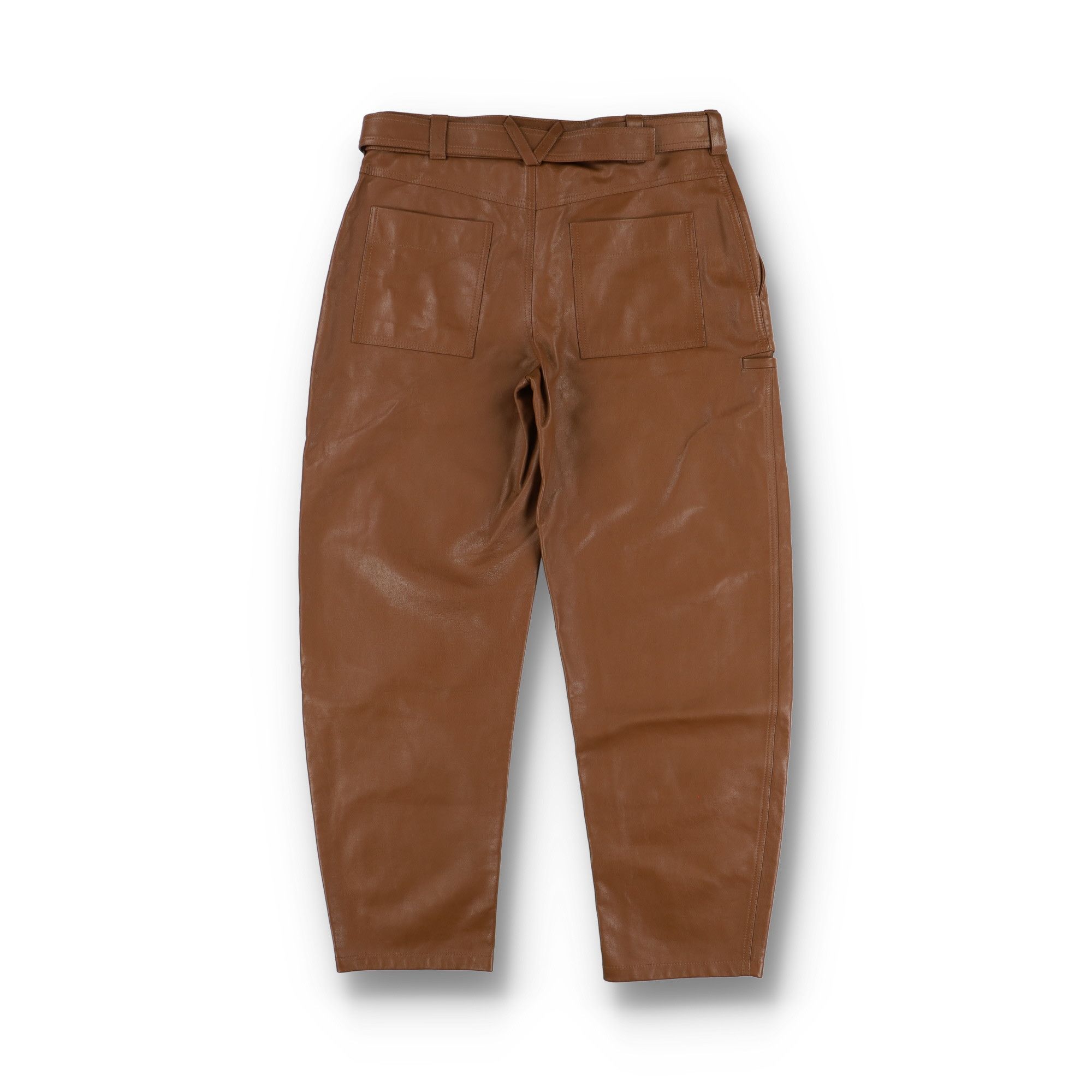 Bottega Veneta Toffee Brown Calfskin Belted Leather Trousers Size US 36 / EU 52 - 8 Thumbnail
