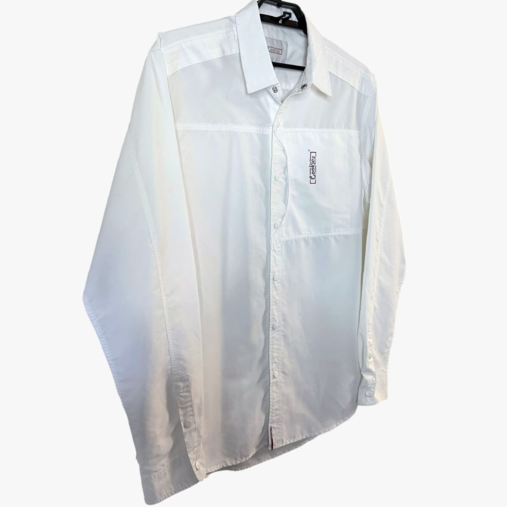 Vintage Cookies Snap Button-Up Long-Sleeve Shirt White Men's XL 420 Stash Pocket Size US XL / EU 56 / 4 - 3 Thumbnail