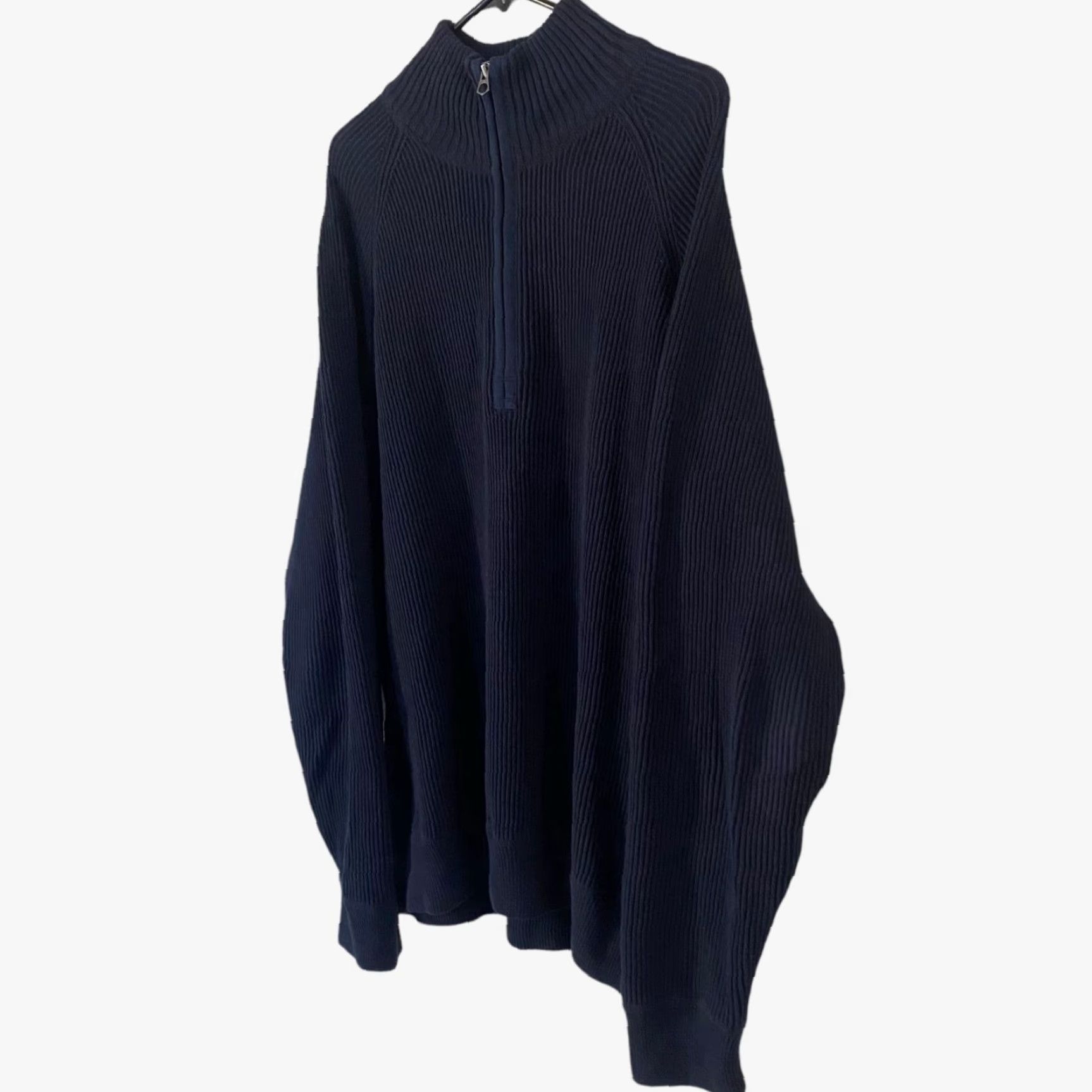 Ralph Lauren VINTAGE Polo Ralph Lauren Ribbed Military Knit 1/4 Zip Sweater Standard Mens 2XL Blue Size US XXL / EU 58 / 5 - 2 Thumbnail