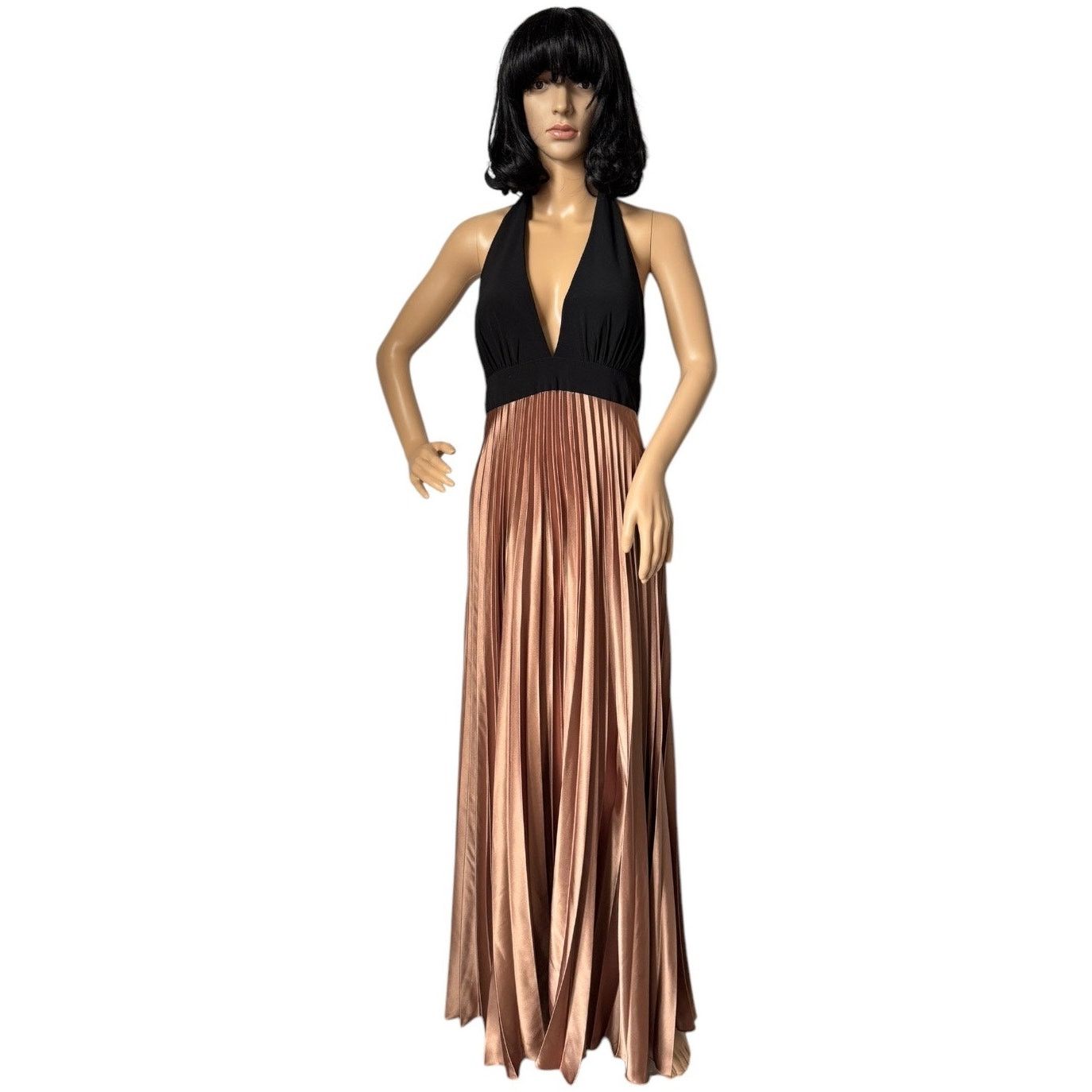 cocoa brown dress Draped Open-Back A-Line Mini in Chocolate - 10 Size:2X - Made to Order warm-weather-segment and ready for evenings Sleeveless Collared Button Detail