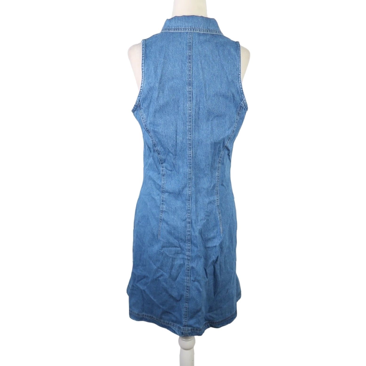 Vintage VINTAGE 90s PG Collections blue denim zip front mini jumper dress 10 Size L / US 10 / IT 46 - 4 Thumbnail
