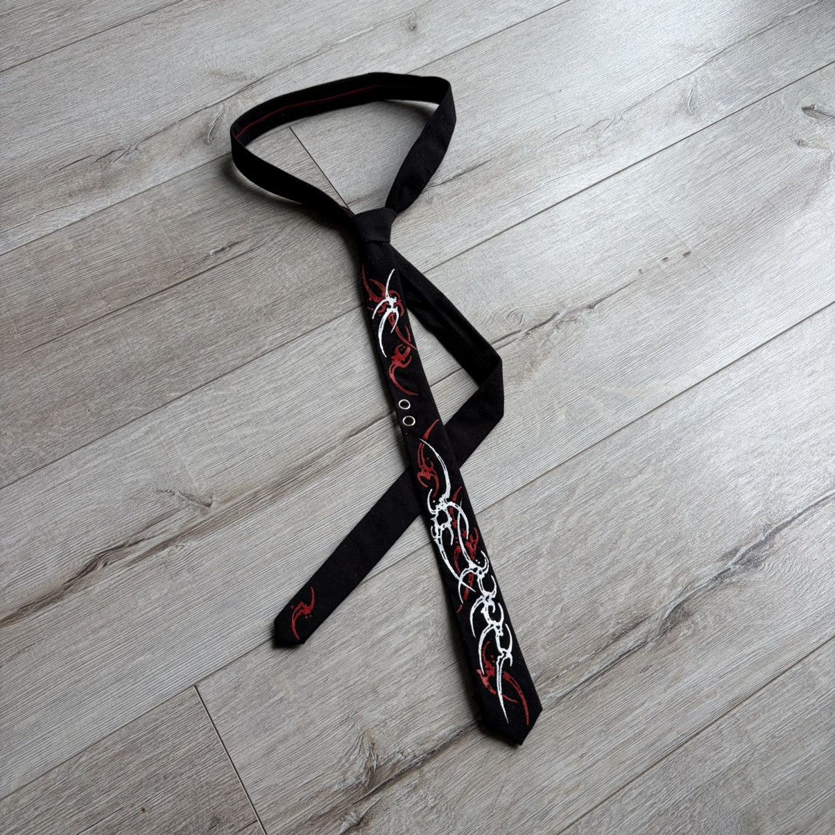 Tribal Streetwear Cybersigilism Tiny Custom Tie Handpainted Affliction Tribal Size ONE SIZE - 2 Thumbnail