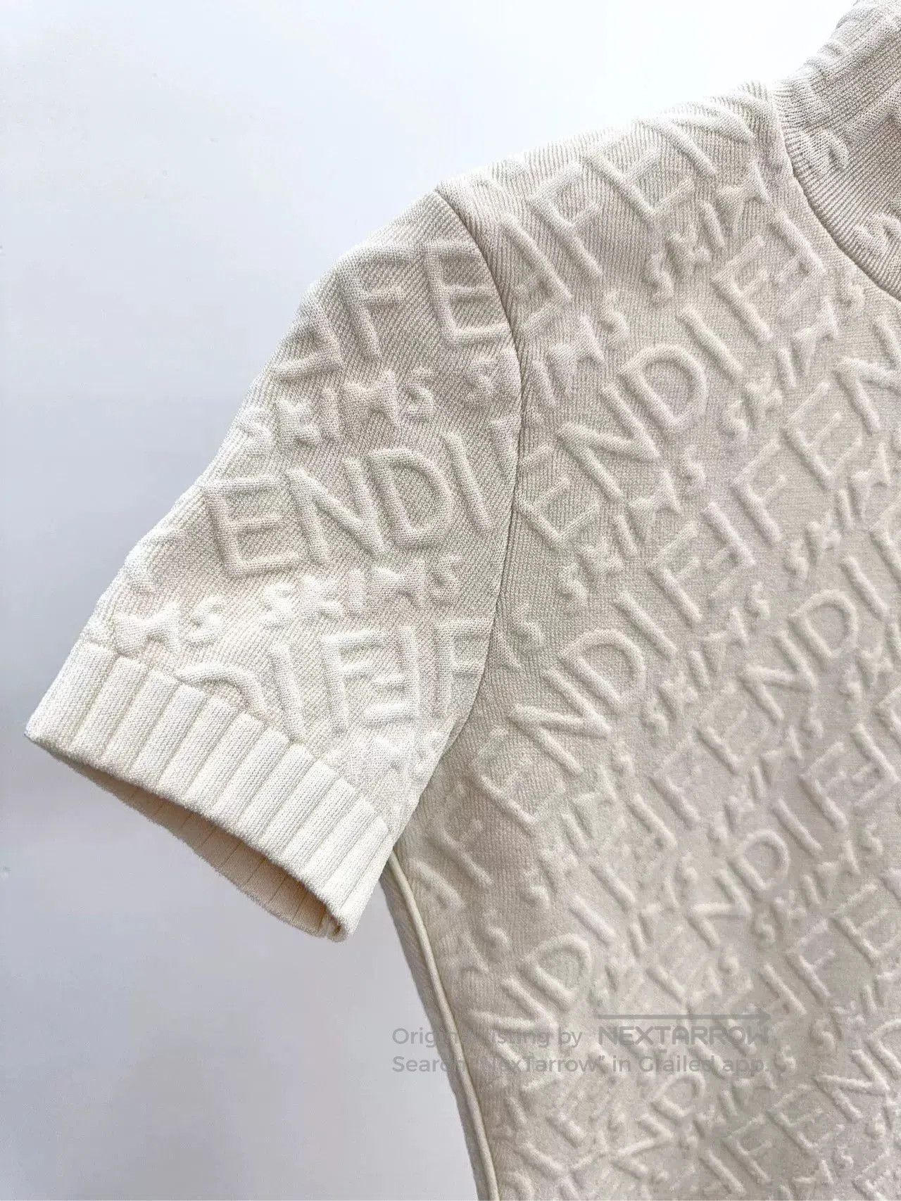Fendi Fendi Cream Embossed Logo Short Sleeve Dress. Size S / US 4 / IT 40 - 7 Thumbnail