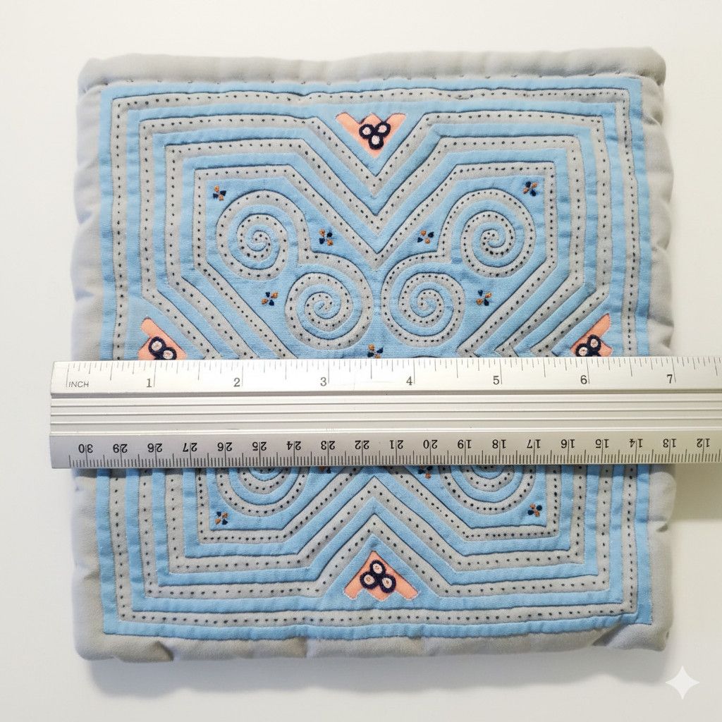 Handmade Zipper Pouch 7x7" Handmade Applique Embroidery Maze Handsewn Size ONE SIZE - 9 Thumbnail