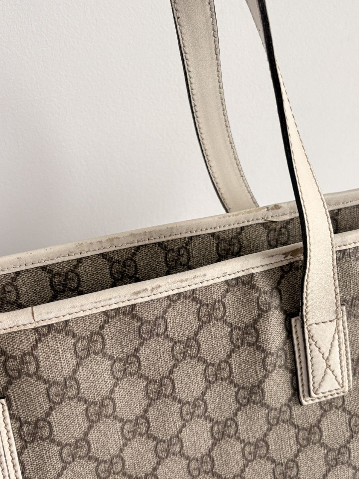 Gucci Gucci Supreme GG Monogram Large Tote Bag PVC Canvas White Size ONE SIZE - 8 Thumbnail