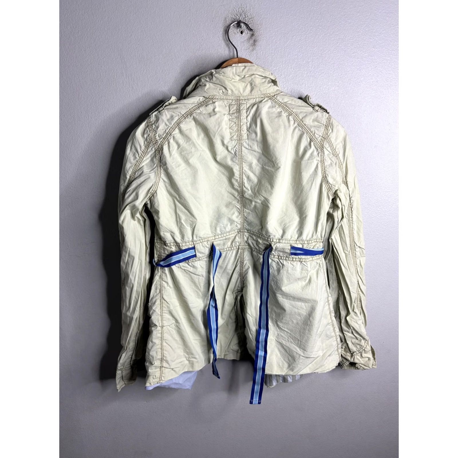 Free People Free People Jacket Womens Small Beige Utility Button Zip Pockets Tie Waist Lined Size S / US 4 / IT 40 - 4 Thumbnail