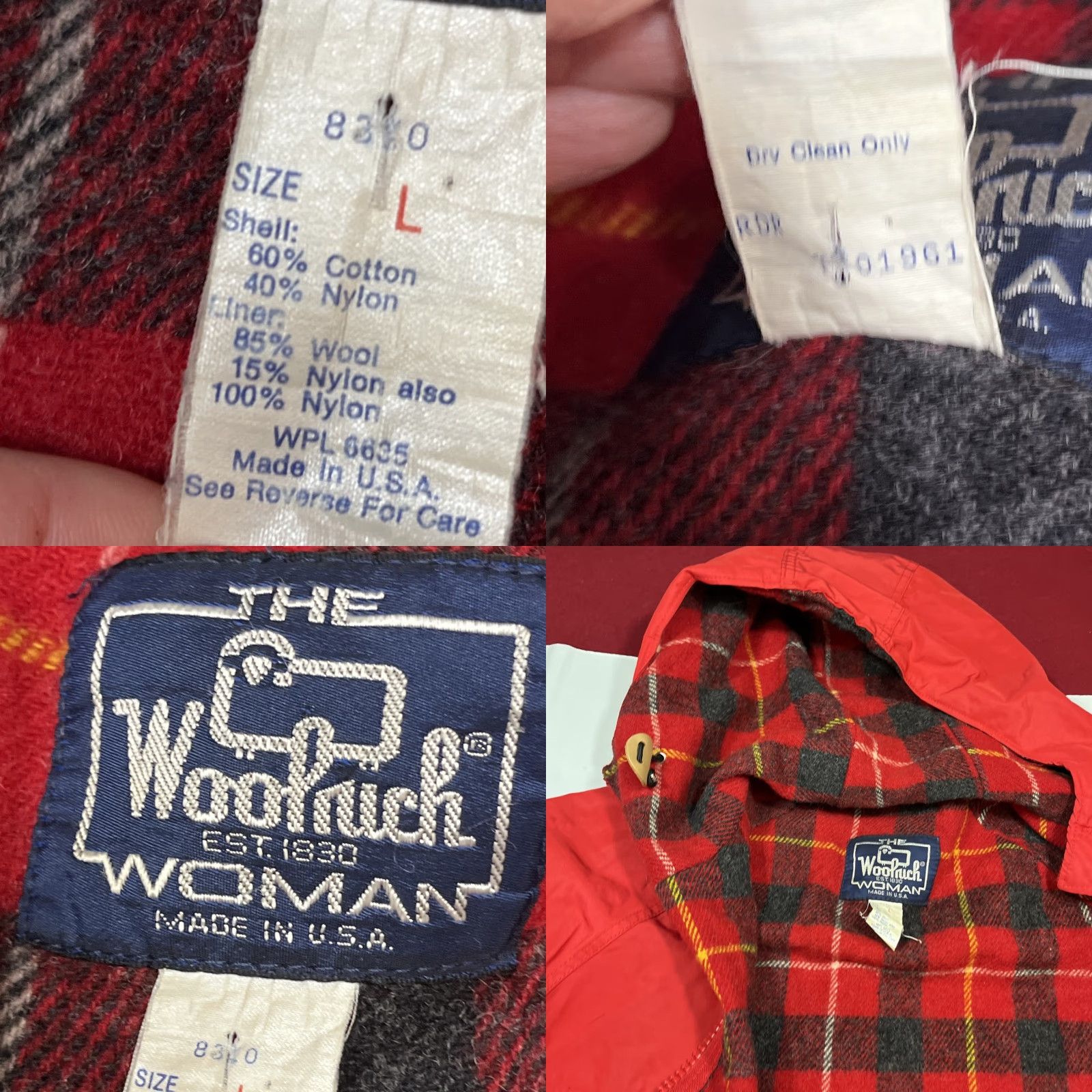 Vintage VINTAGE Woolrich Woman Jacket Hooded RAIN Red Plaid Wool Lining Zip Snap Lg Womens Size L / US 10 / IT 46 - 8 Thumbnail