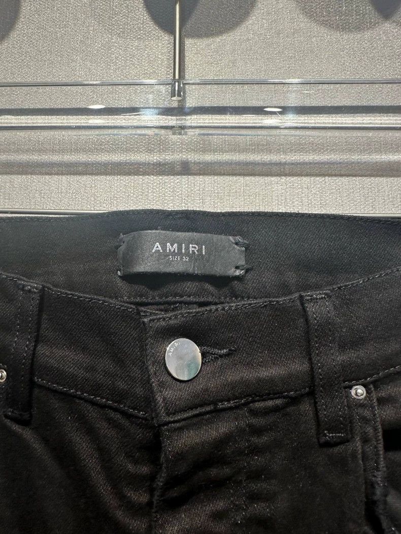 Amiri Amiri Black denim with leather panel mx2 jeans Size US 32 / EU 48 - 3 Thumbnail