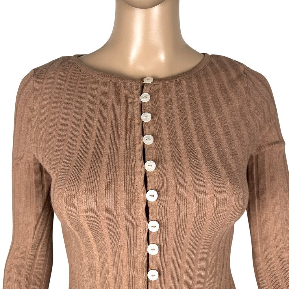 Free People New Free People Tilly Long-Sleeve Light Brown Cardi Top Siz Size XS / US 0-2 / IT 36-38 - 4 Thumbnail