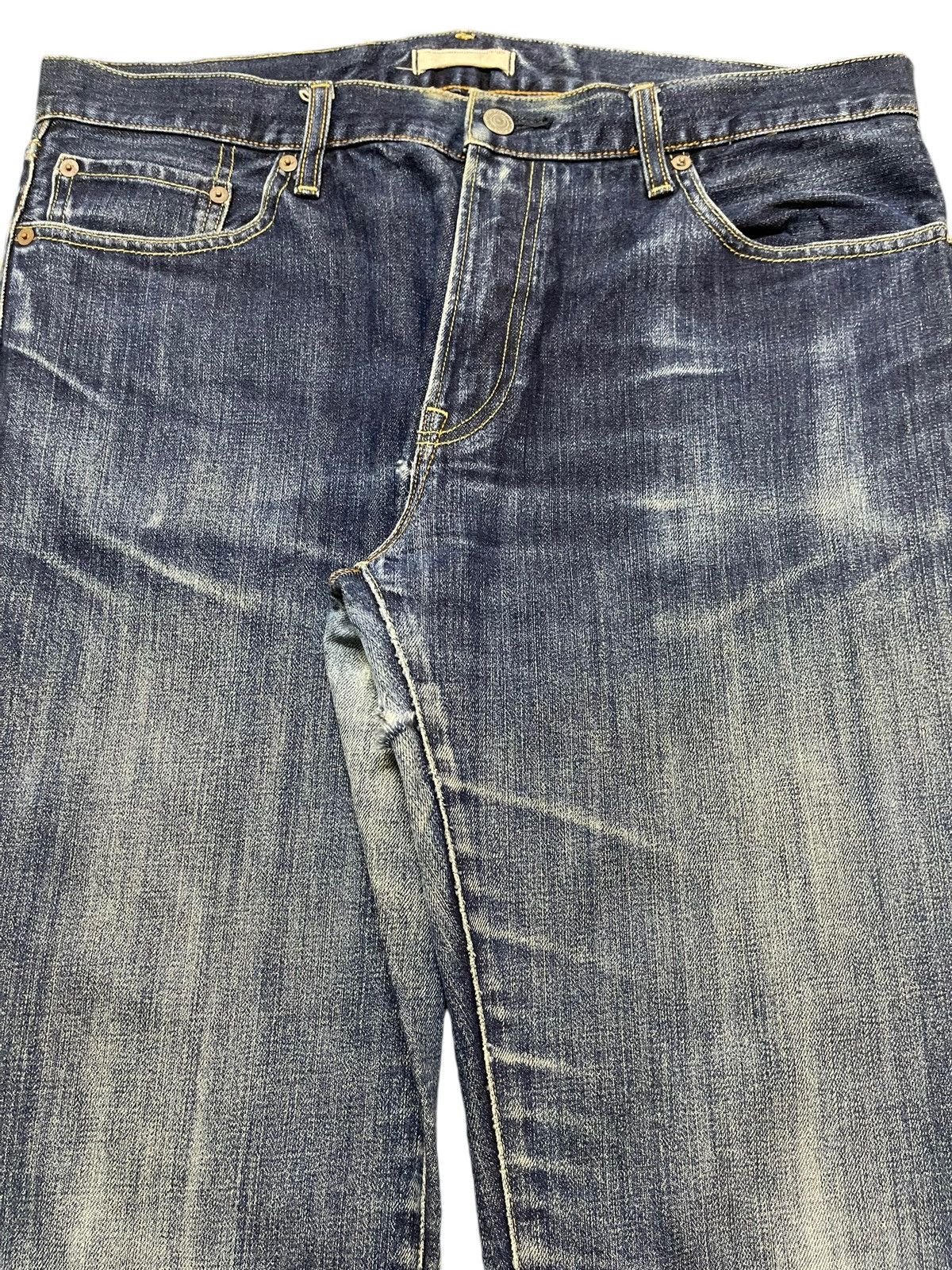 Uniqlo Vintage Y2K Japanese Uniqlo Blue Faded Wash Whisker Straight Size US 36 / EU 52 - 4 Thumbnail