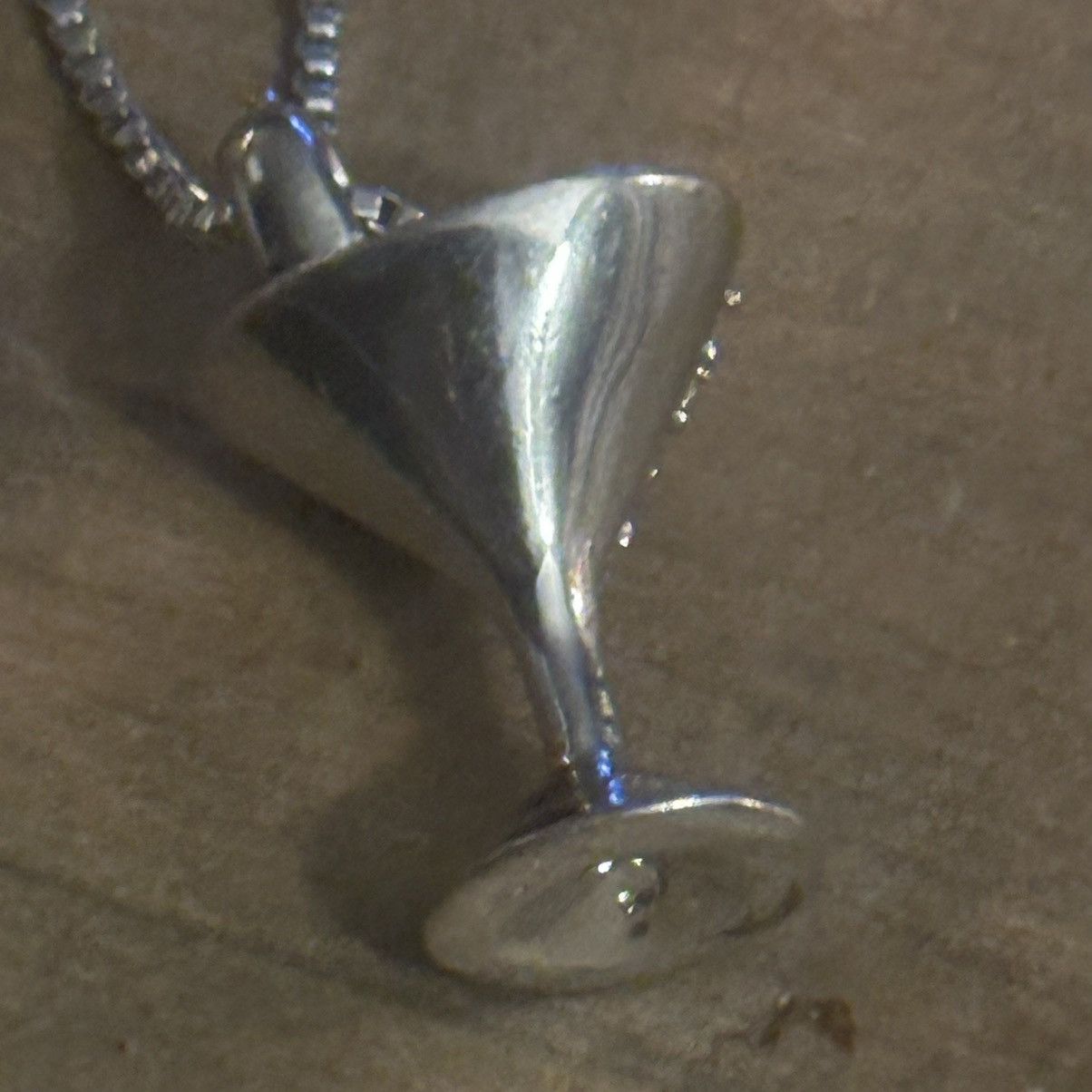 Vintage Vintage silver tone paved Martini glass pendant necklace Size ONE SIZE - 4 Thumbnail