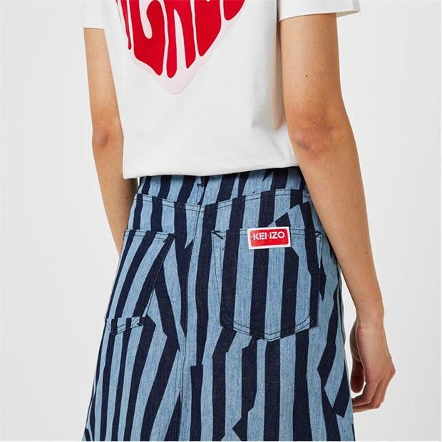 Kenzo o1g2r1mq1024 Striped Skirt in Blue & Navy Size 25" / US 0 / IT 36 - 4 Thumbnail