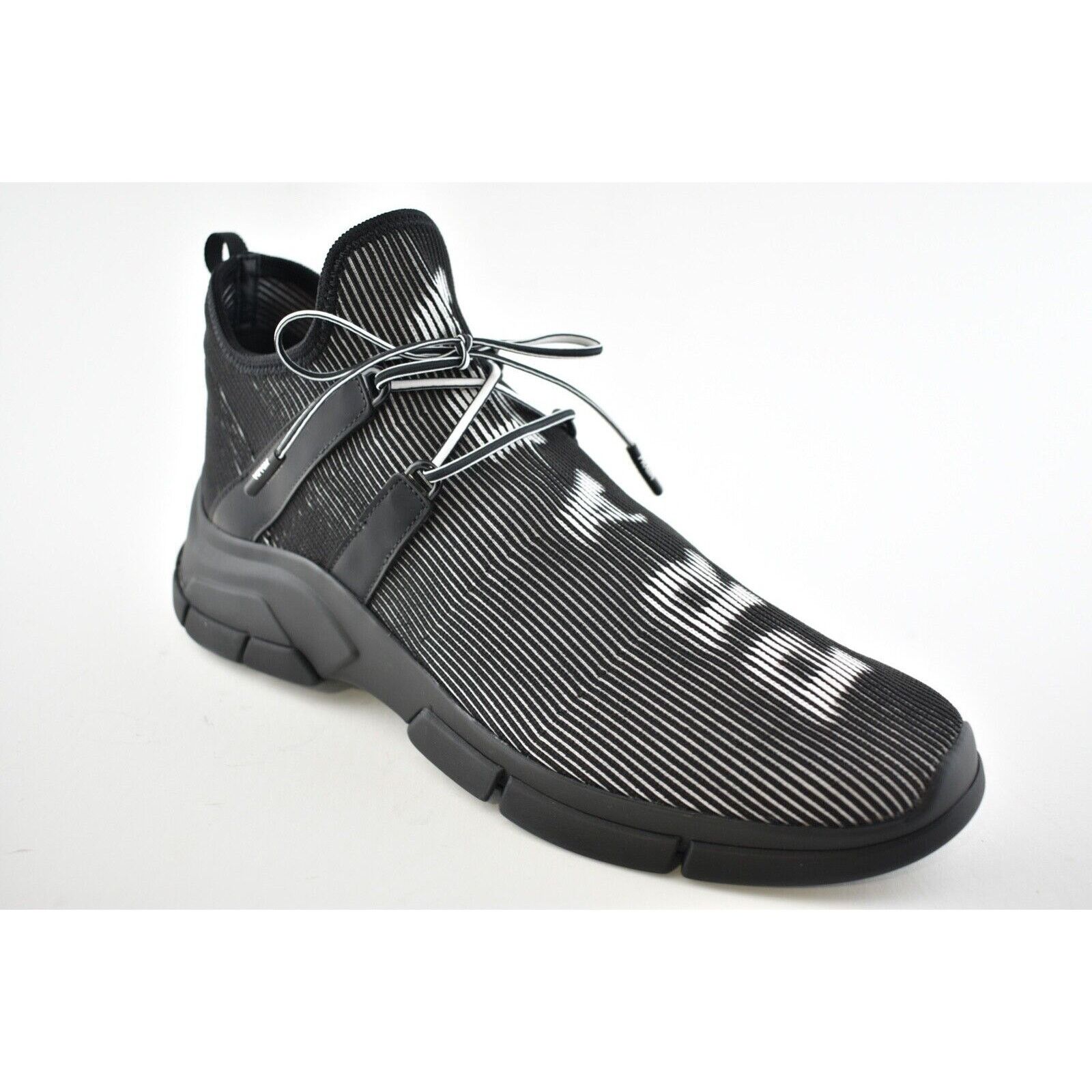 Prada Prada Logo Knit Row Sock Black White Low Flat Trainer Size US 11 / EU 44 - 2 Thumbnail