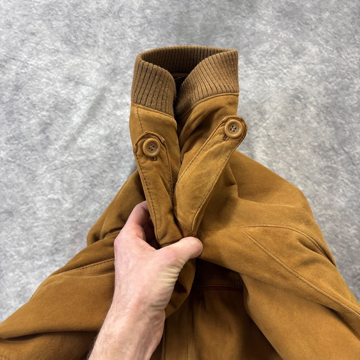 Other × Vintage 1970s Suede Bomber Jacket 70s Vintage Spanish Wheat Brown S Size US S / EU 44-46 / 1 - 8 Thumbnail