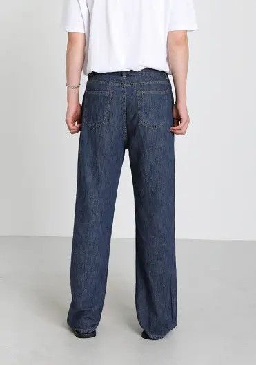 Japanese Brand Dark blue vintage men's loose straight casual jeans Size US 32 / EU 48 - 6 Thumbnail