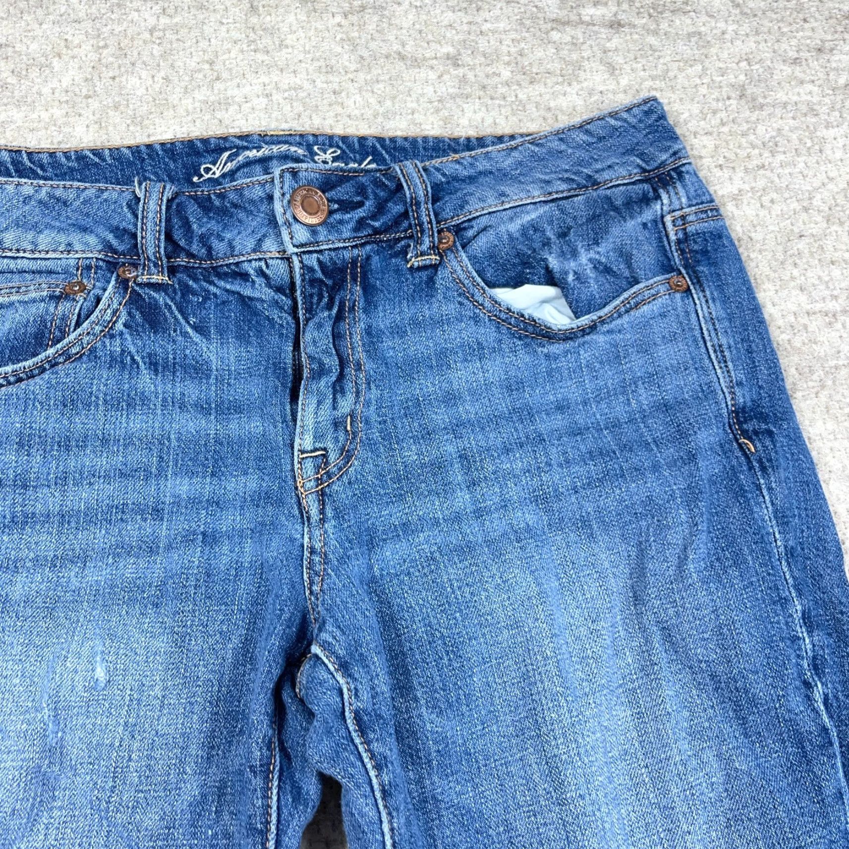 American Eagle Outfitters American Eagle Outfitters Jeans Women 8 Boyfriend Distressed Blue Cotton Spandex Regular Fit 5-Pocket Denim Jeans Womens Boys? Size 32" / US 10 / IT 46 - 7 Thumbnail