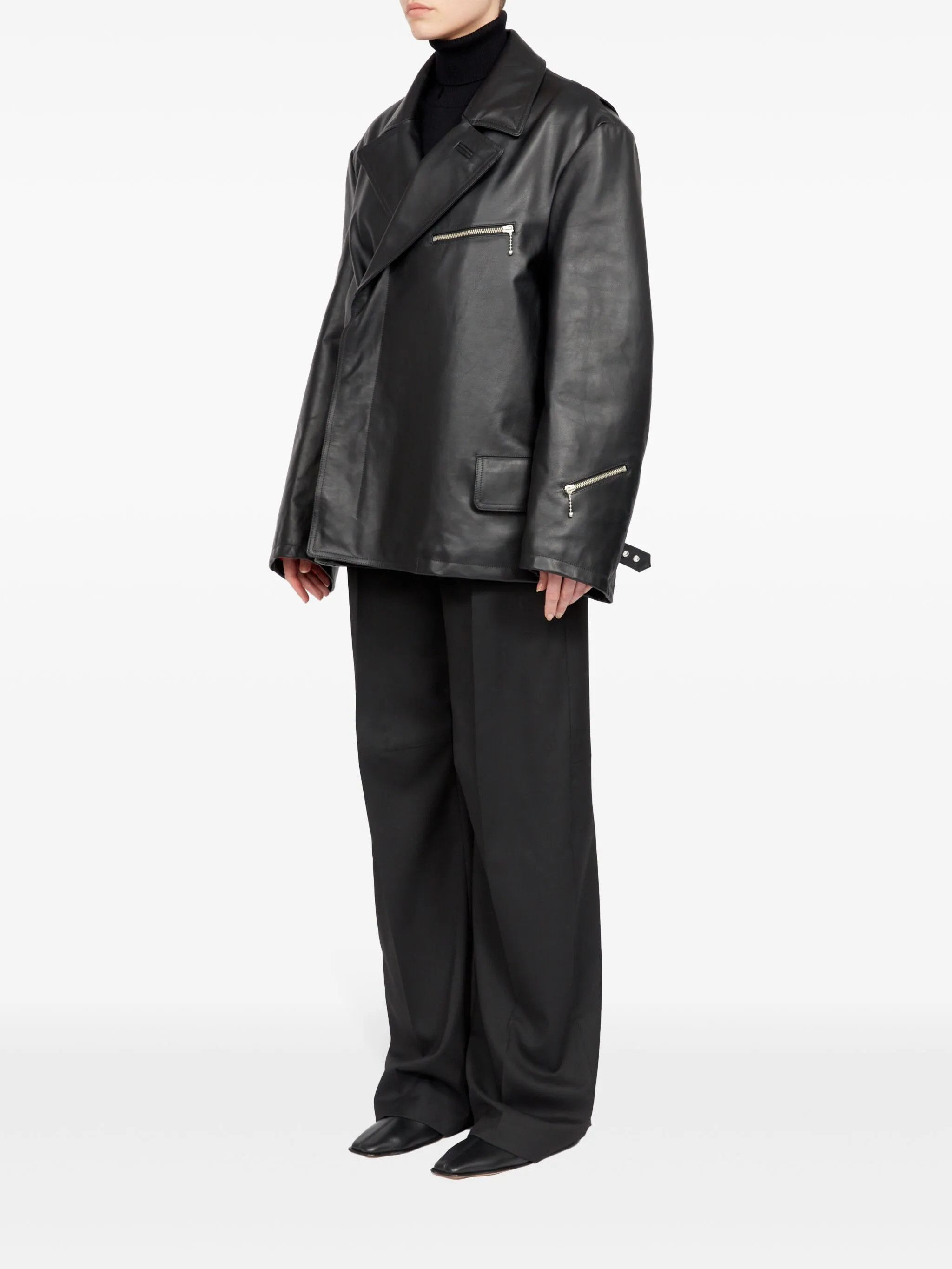 Maison Margiela oc11z0925 Zip-detailing Leather Jacket in Black Size S / US 4 / IT 40 - 6 Thumbnail