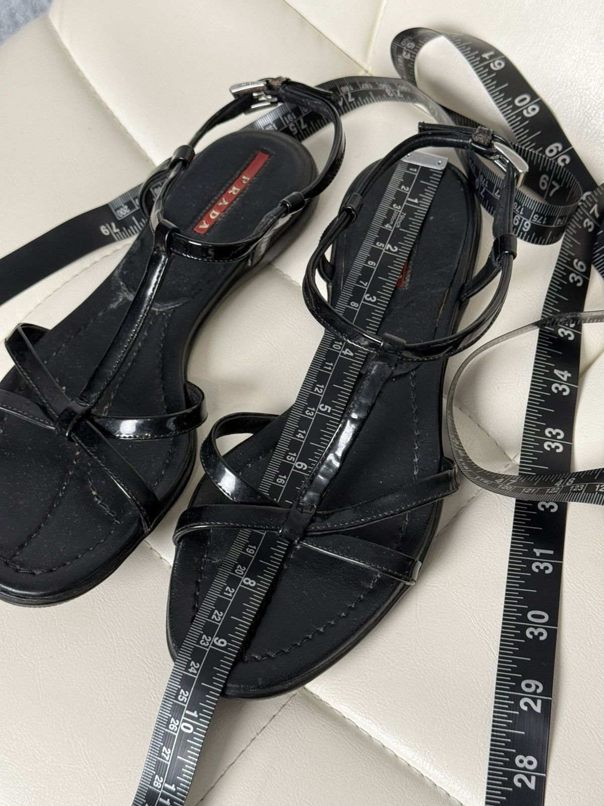 Prada Prada Linea Rossa Sandals Patent Leather T Strap Flat Shoes Size US 6 / IT 36 - 21 Thumbnail