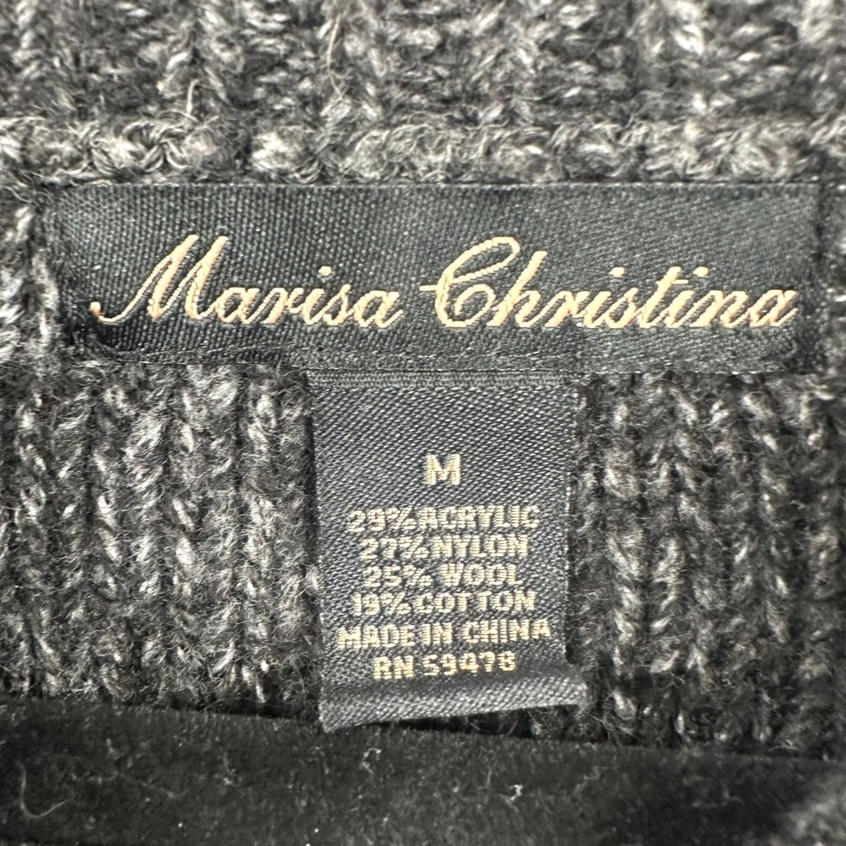 Vintage Marisa Christina Cardigan Women Charcoal Grey Wool Blend Fringe Toggle Knit 3/4 Sleeve Open Front Womens M Fall Winter Spring Knit Style Size M / US 6-8 / IT 42-44 - 5 Thumbnail