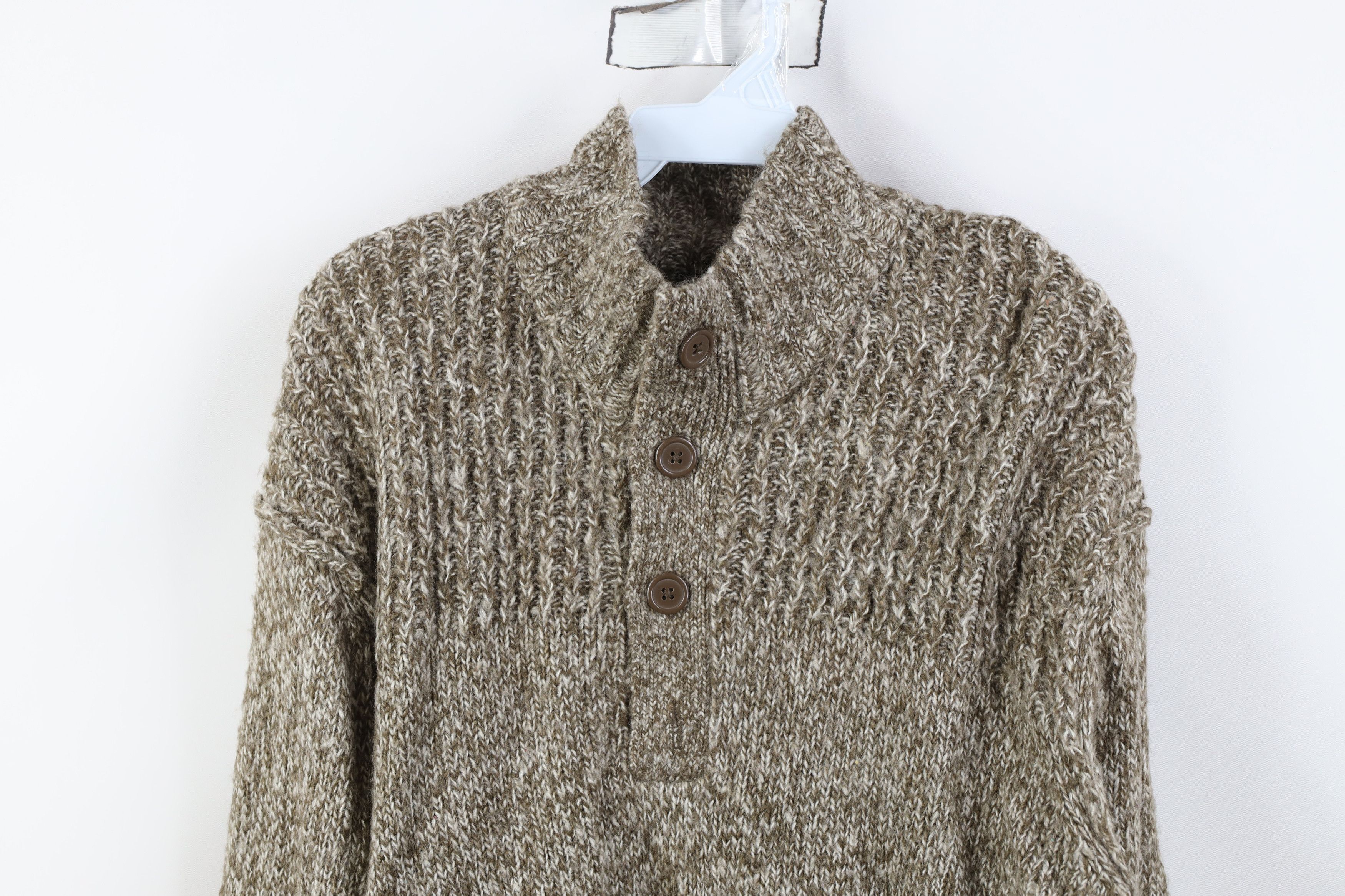 Vintage Vintage 90s Y2K Streetwear Knit Henley Sweater Heather Brown Size US XL / EU 56 / 4 - 2 Thumbnail
