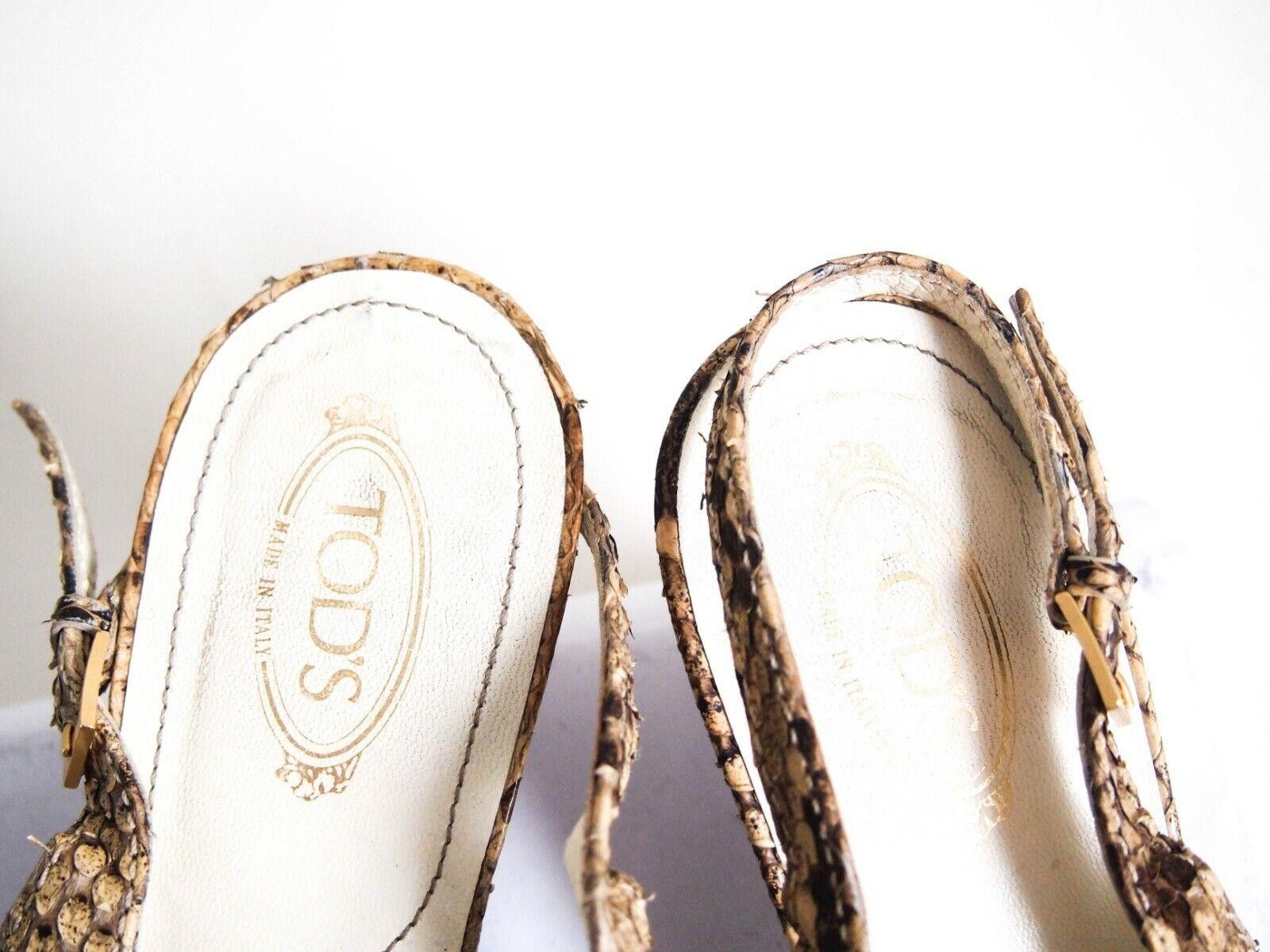 Tod's Tod's Slingback Sandals Beige Suede Python Womens US 9 EU 39 Size US 9 / IT 39 - 5 Thumbnail