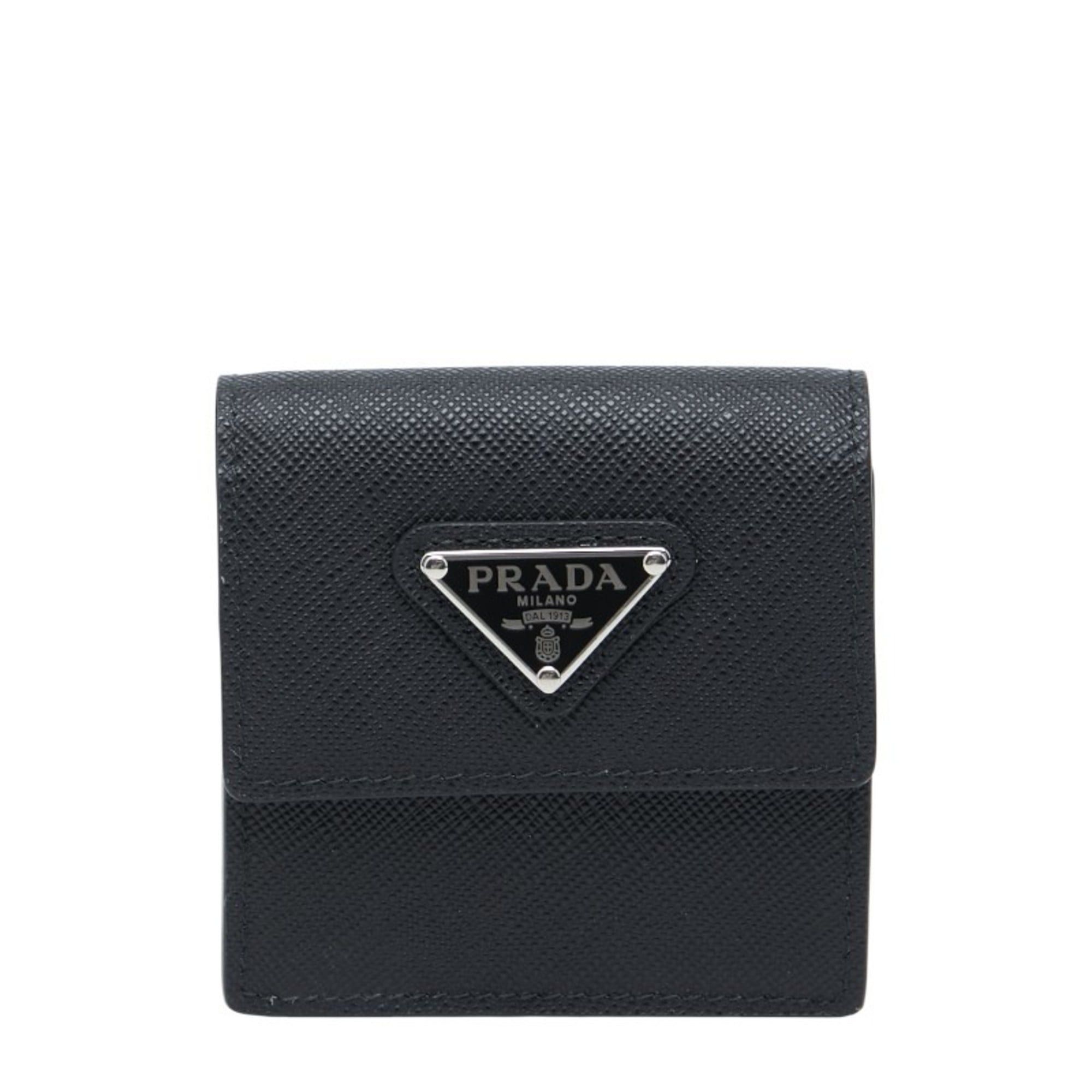 Prada Prada Triangle Logo Plate Small Accessory Pouch in Black Saffiano Leather for Women Size ONE SIZE - 1 Thumbnail