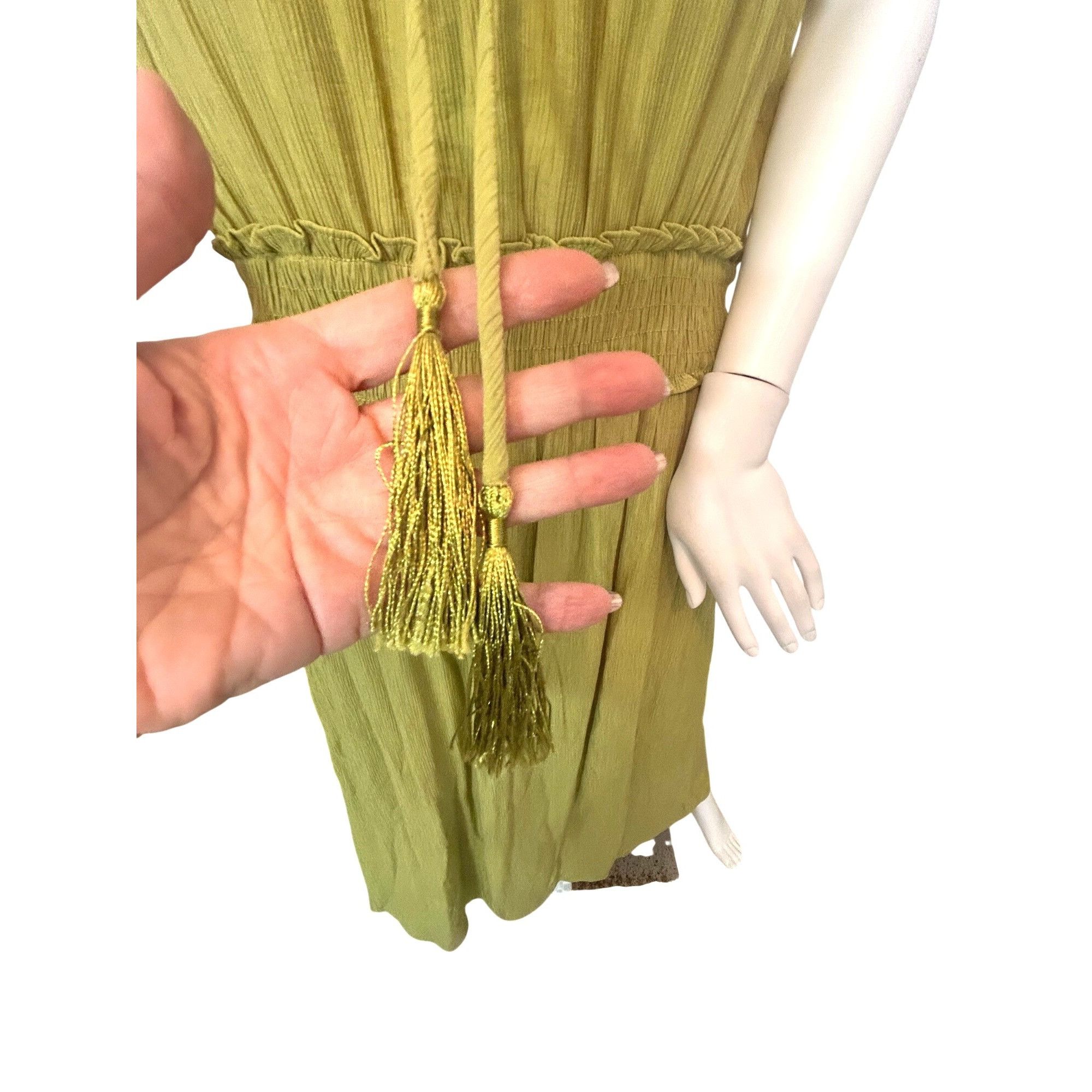 Other Taylor Maxi Dress L Chartreuse Drawstring Halter Sleeveless Size L / US 10 / IT 46 - 13 Thumbnail