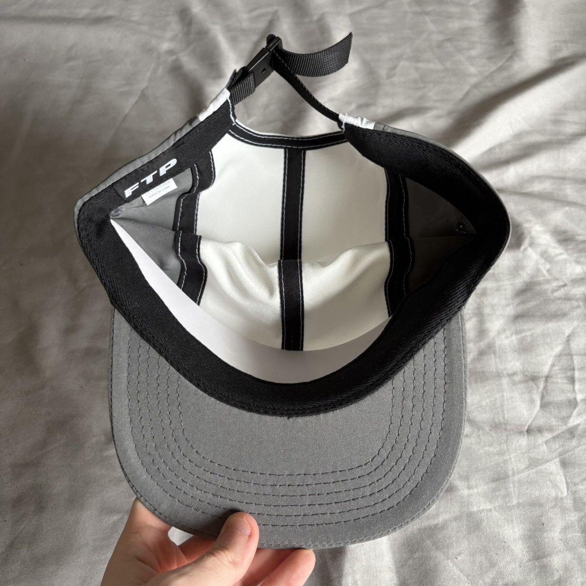 Fuck The Population FTP Distress Upside Down American Flag Camp Hat White Size ONE SIZE - 7 Thumbnail