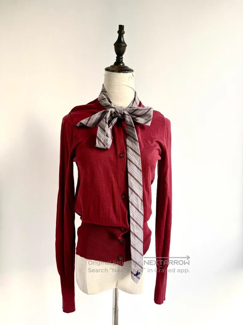 Vivienne Westwood Vivienne Westwood Deep Red Bow Tie Knitted Sweater Size L / US 10 / IT 46 - 1 Thumbnail