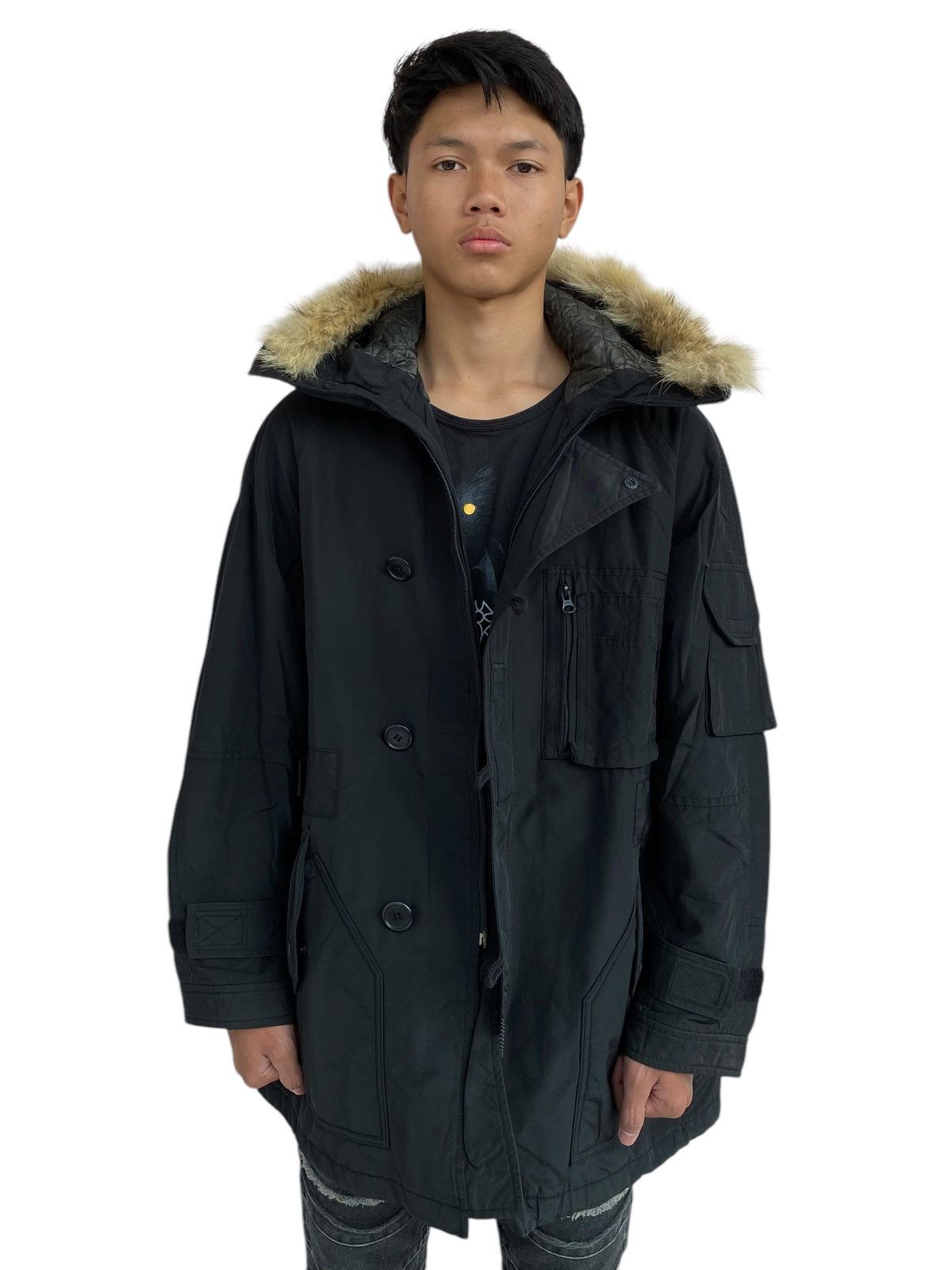 14th Addiction 2002 PPFM - Fur Hoodie Nylon Cargo Jacket Size US L / EU 52-54 / 3 - 3 Thumbnail
