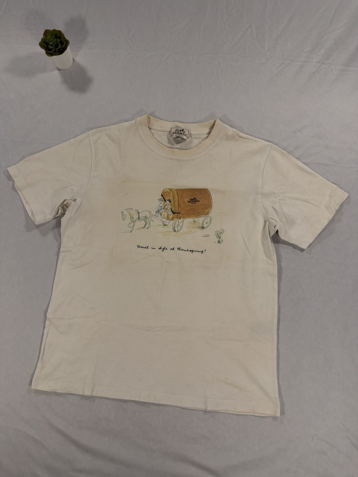 Hermes Vintage Hermes T Shirt “Travel in Style” Thanksgiving M Size US M / EU 48-50 / 2 - 1 Thumbnail