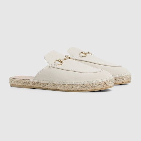 Gucci oc11z0126 Women's Espadrille Mules With Horsebit in Ivory Size US 10 / IT 40 - 2 Thumbnail