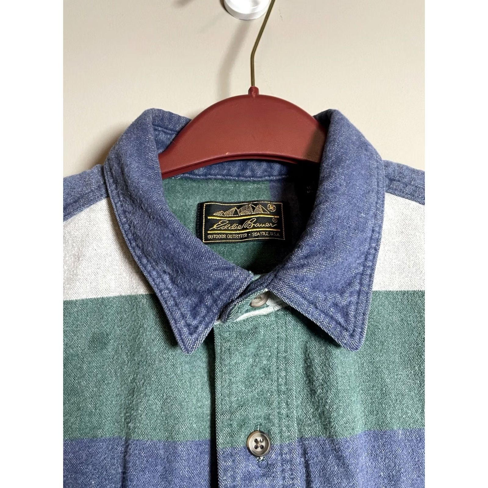 Eddie Bauer VINTAGE Eddie Bauer Shirt Mens L Chamois Flannel Men Heavyweight Striped G88 Size US L / EU 52-54 / 3 - 4 Thumbnail