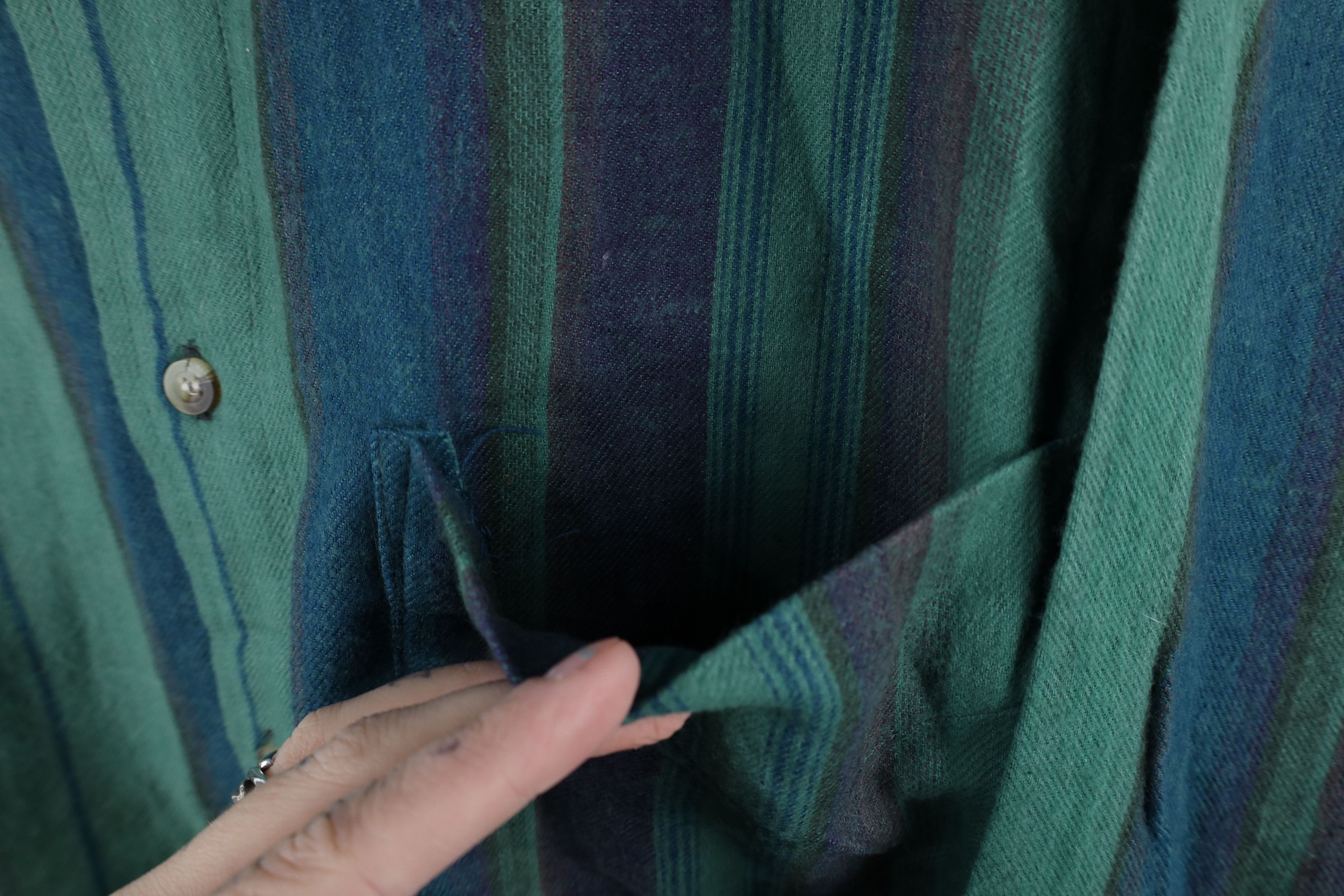 Vintage Vintage 90s Streetwear Flannel Band Collar Button Shirt Size US XL / EU 56 / 4 - 4 Thumbnail