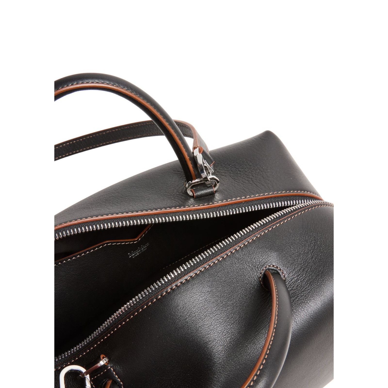 MAX MARA Holdall Medium Black Leather Top Handle Bag New/Aut