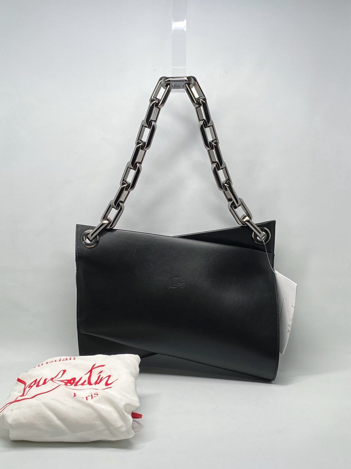 Christian Louboutin Loubitwist Leather Chain Shoulder Bag in Black, Women's