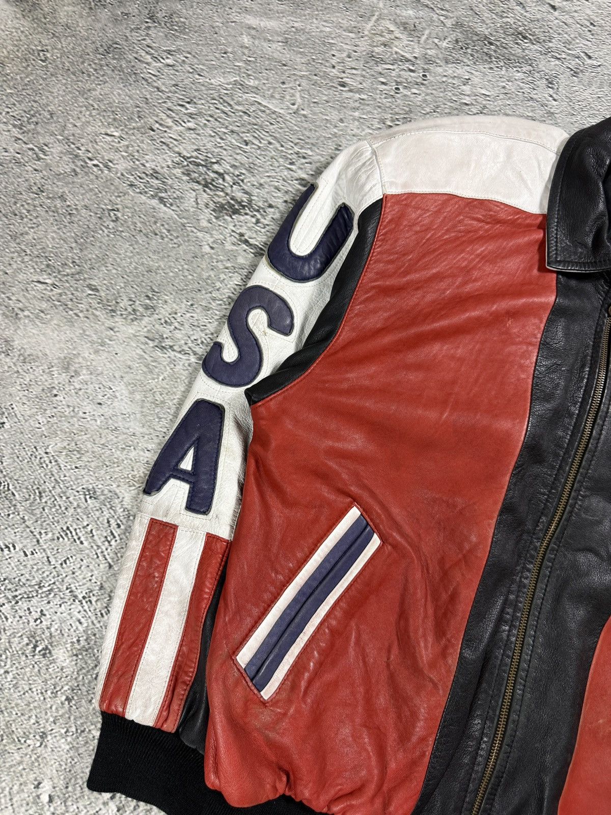 Other Vintage USA leather jacket flag black red white Max Moser Size US M / EU 48-50 / 2 - 5 Thumbnail
