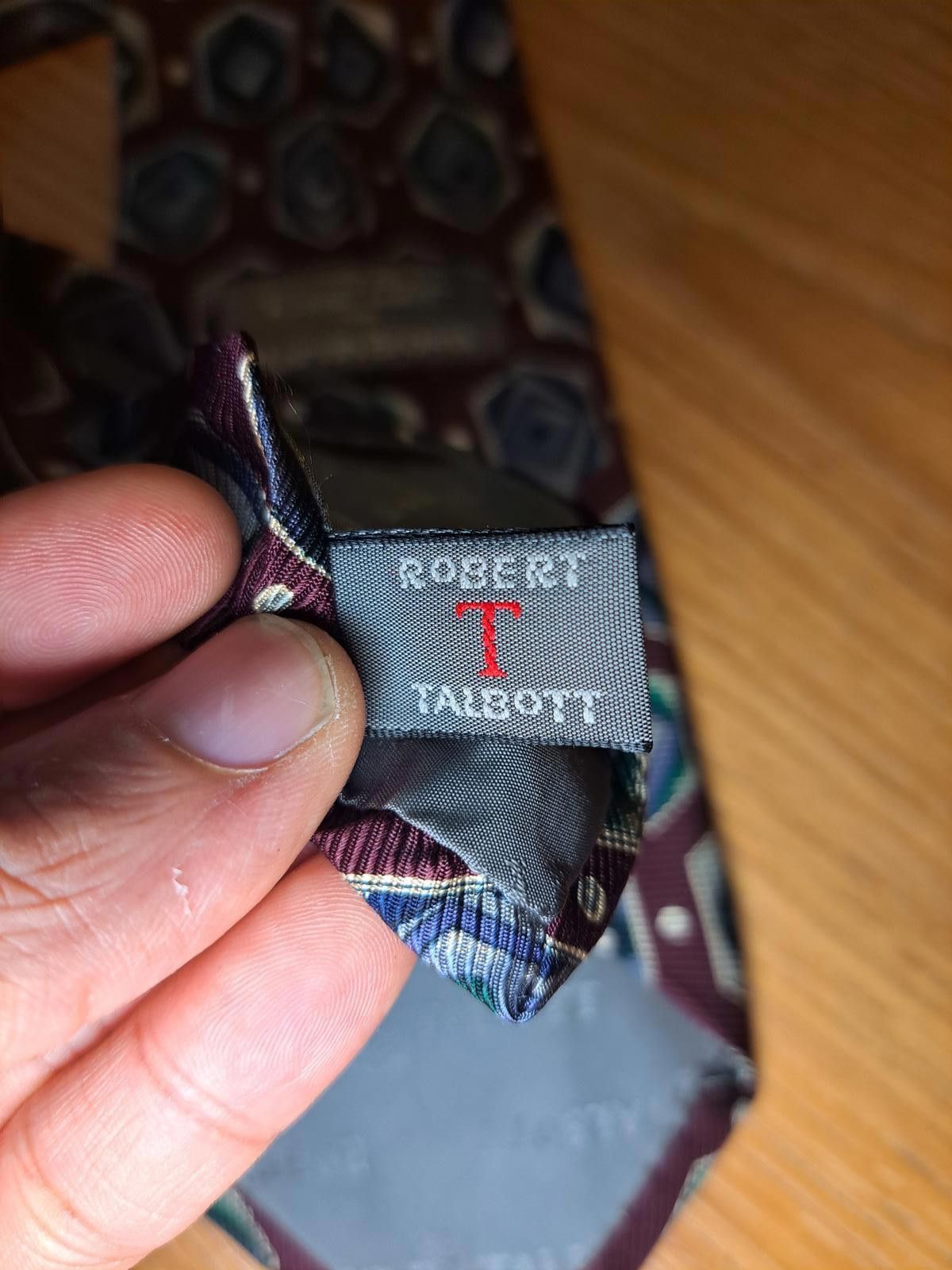 Robert Talbott HANDMADE Robert Talbott Silk Tie Mens Burgundy Geometric Size ONE SIZE - 4 Thumbnail