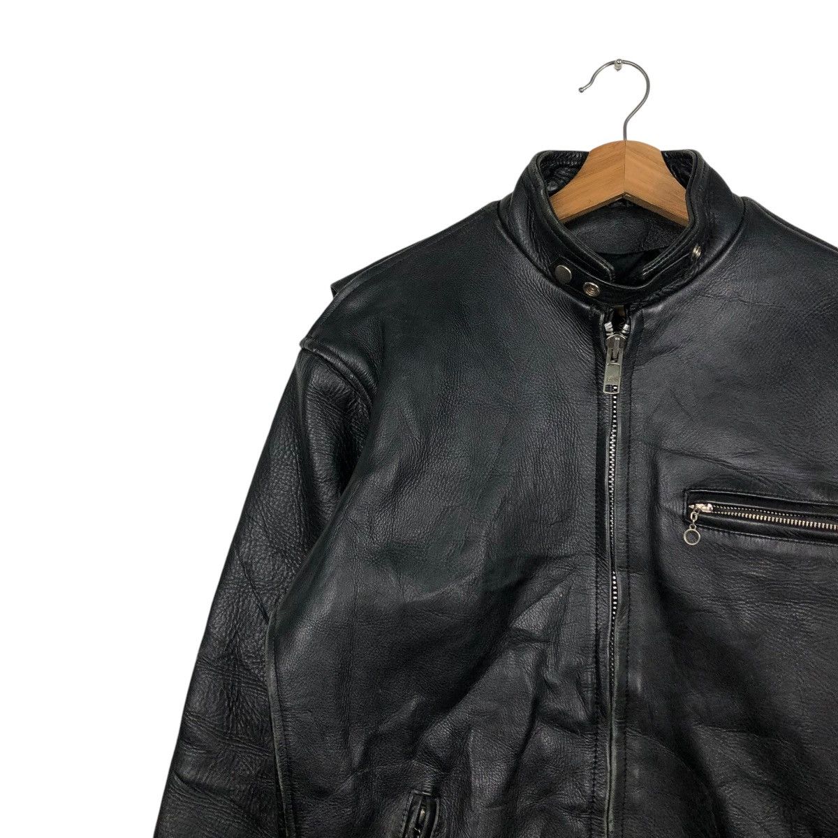 Vintage 🔥VINTAGE LEATHER JACKET CAFE RACER SV.STONE COWHIDE LEATHER Size US M / EU 48-50 / 2 - 9 Thumbnail