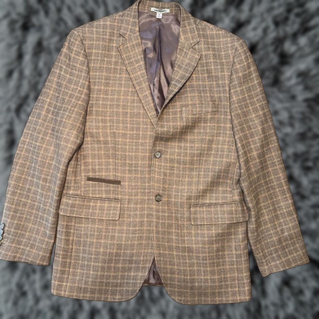Johnston & Murphy Johnston & Murphy Mens Blazer Medium Brown Plaid Wool Sport Coat Jacket 3 Button Size 40R - 1 Thumbnail