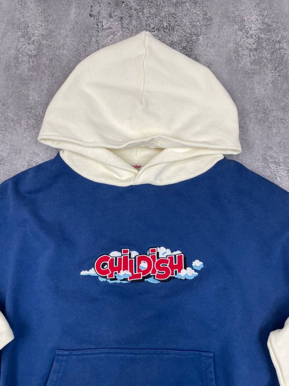 CHILDS Childish Men Cropped Hoodie Blue Cream Vintage Size XS Size US XS / EU 42 / 0 - 2 Thumbnail
