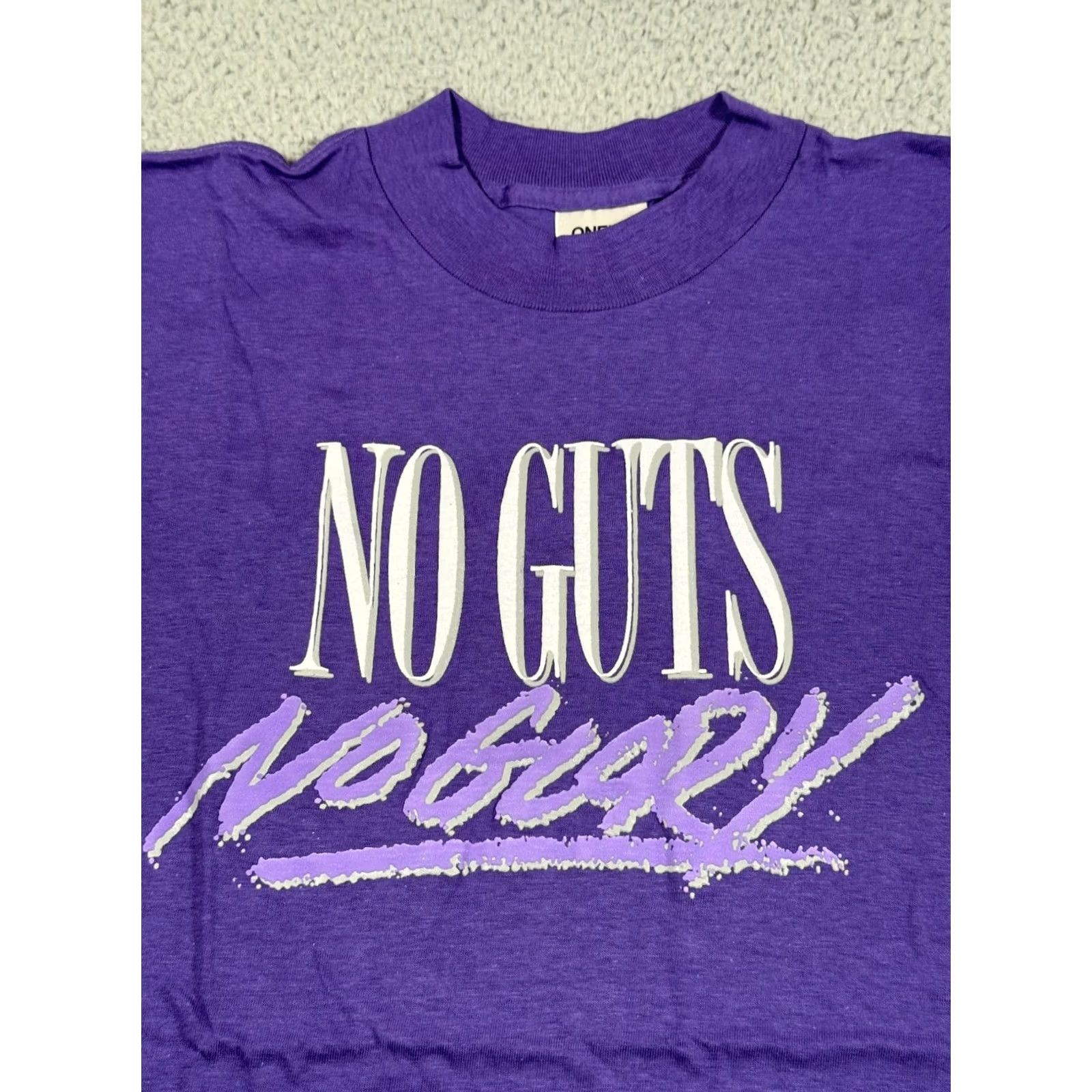 Vintage VINTAGE No Guts No Glory Shirt Mens Large Purple Raised Lettering Single Stitch 90s Size US L / EU 52-54 / 3 - 2 Thumbnail