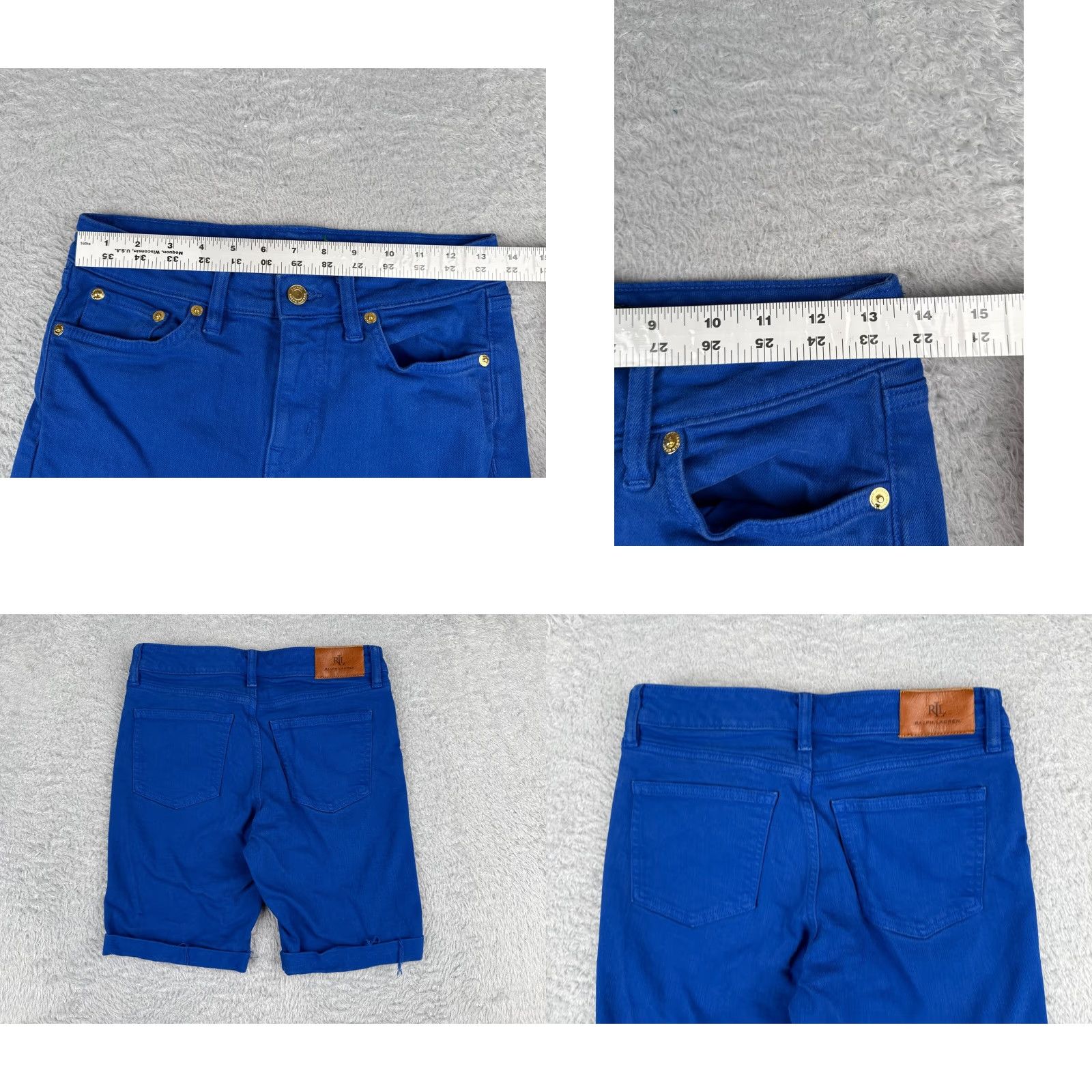 Ralph Lauren Lauren Ralph Lauren Shorts Women 4P Blue Denim 27x8 Chino 5-Pocket Regular Mid Rise 8 in Solid Button Hem Casual Travel Activewear Workwear Womens Size 27" / US 4 / IT 40 - 9 Thumbnail