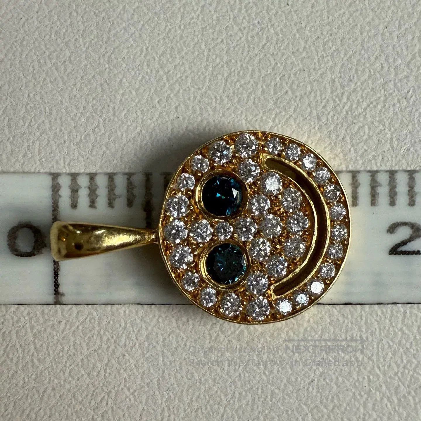 EYEFUNNY 18k Gold Diamond Smiley Face Pendant. Size ONE SIZE - 7 Thumbnail