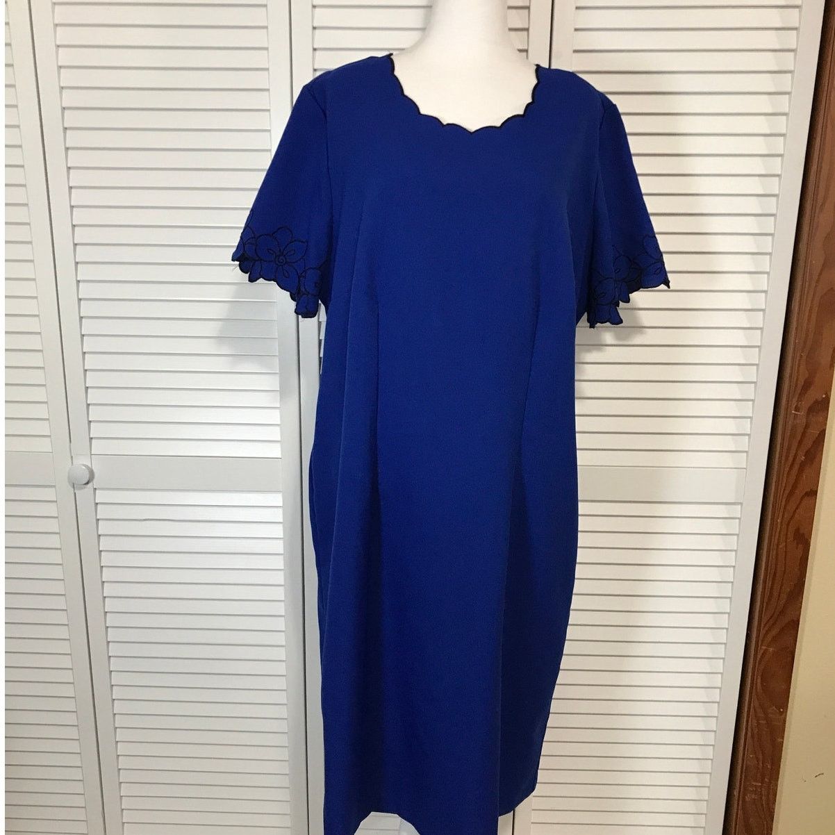 Other Anthony Richards 80’s Blue Midi Shift Dress Women 18W Size XXL / US 16-18 / IT 52-54 - 1 Thumbnail
