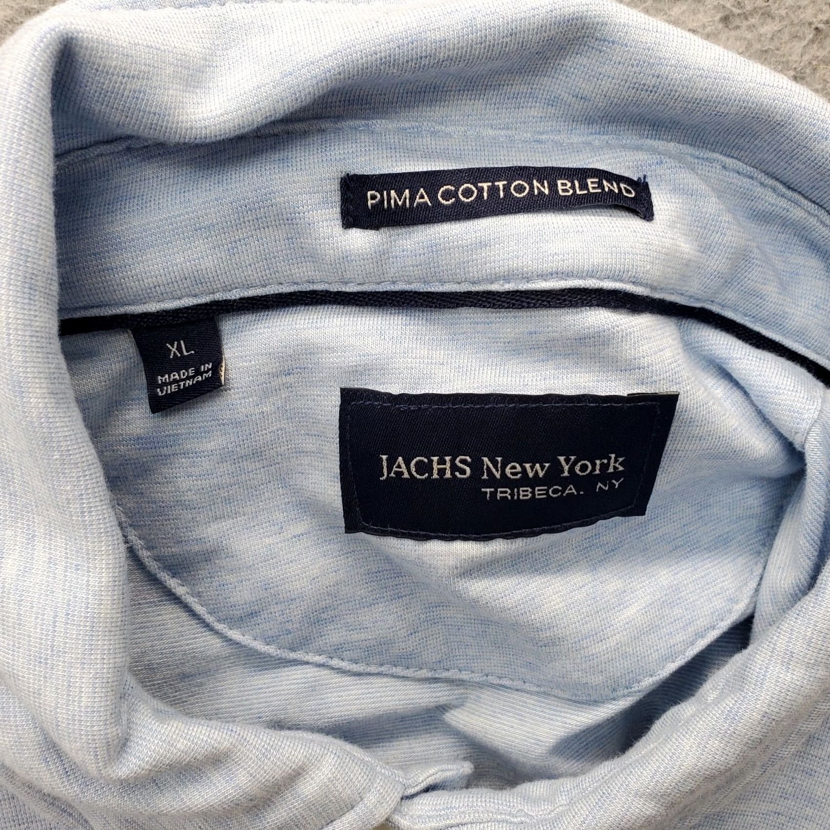 Vintage JACHS New York Polo Shirt Men XL Blue Stretch Pima Cotton Blend Performance Slit Shirt Mens XL Blue Stretch Polo Size US XL / EU 56 / 4 - 7 Thumbnail