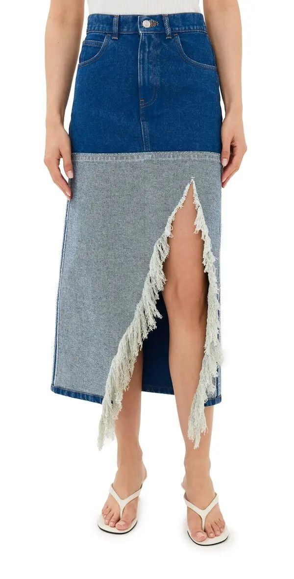 Marni o1w1db11125 Bleached Coated Denim Skirt in Blue Size 26" / US 2 / IT 38 - 1 Thumbnail