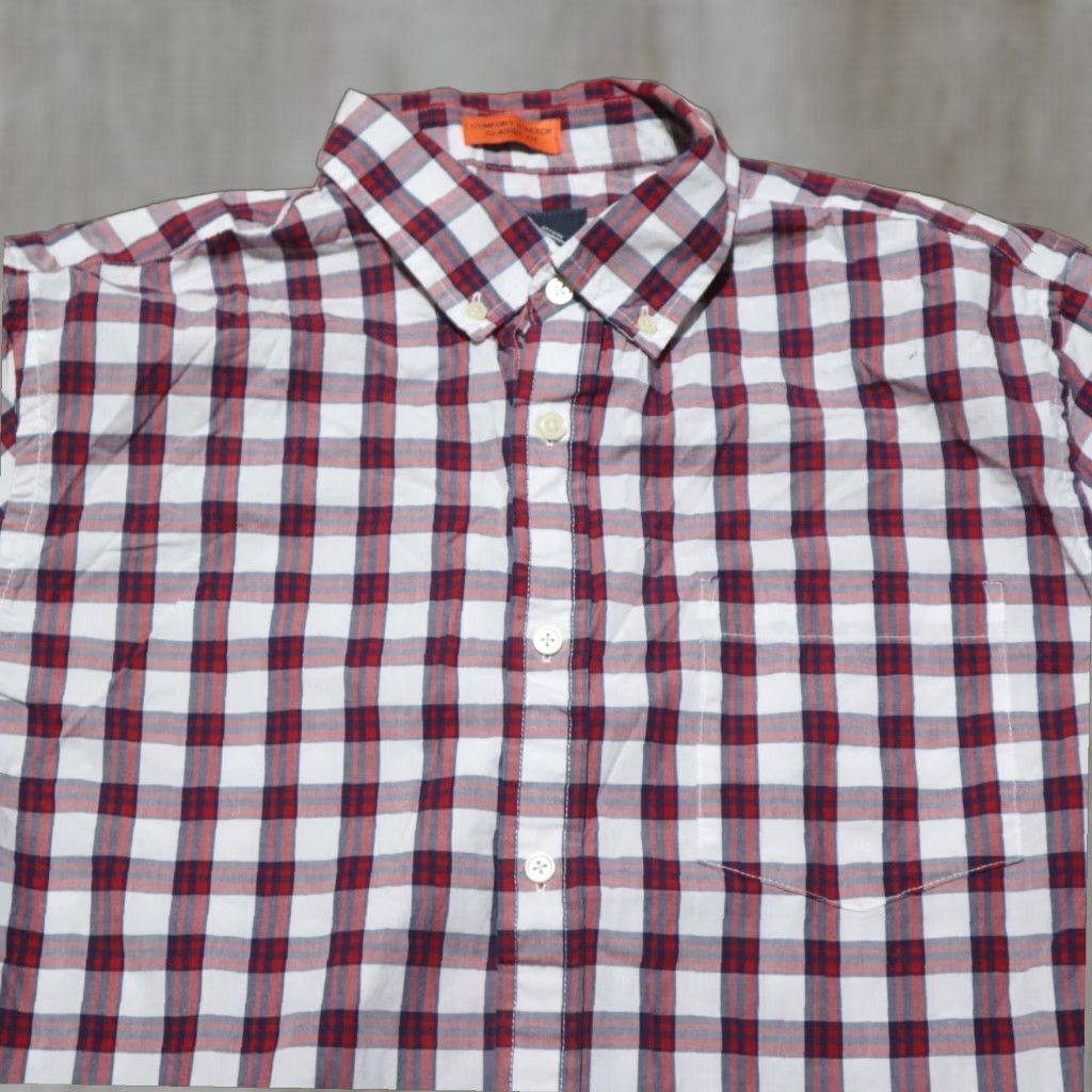 Vintage St John's Bay Plaid Button Down Shirt Mens Large L Red White Long Sleeve Cotton Size US L / EU 52-54 / 3 - 1 Thumbnail