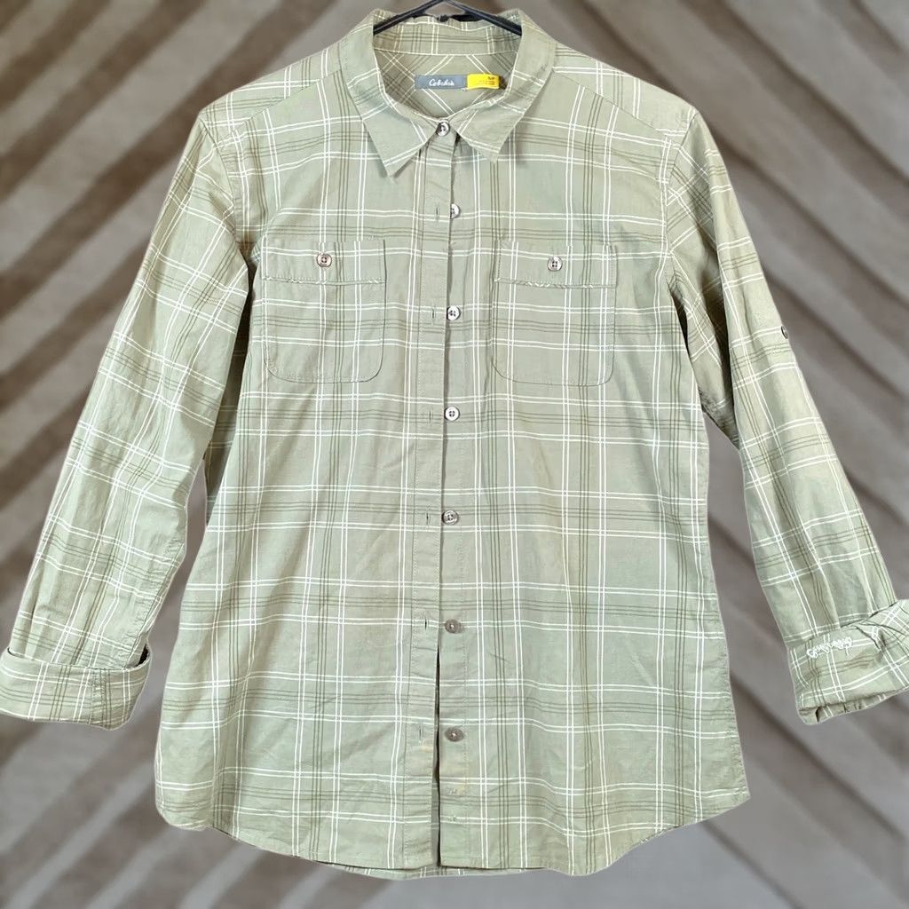 Vintage Cabela's Mens Shirt Green Plaid Button-Down Long Sleeve Outdoor Pockets Small Size US S / EU 44-46 / 1 - 1 Thumbnail