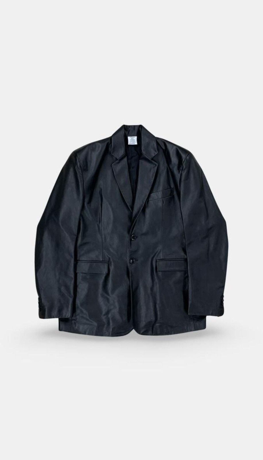 Image of Vetements Vetementa Black Leather Blazer, Men's (Size Small)